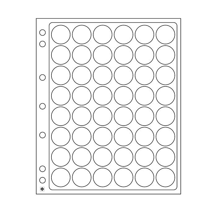 Hojas para monedas Encap, para 48cápsulas de monedas con un diámetro interiorde 24-25 mm