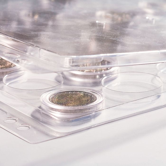 Hojas p.monedas ENCAP,para 48cápsulas d.monedas con un diámetro interiorde 23,5-26 mm