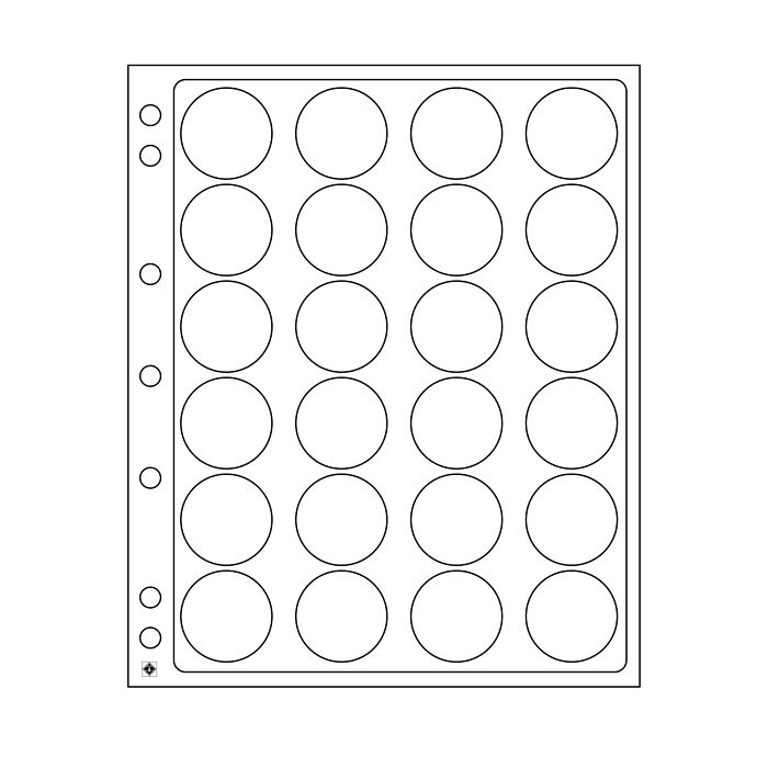 Hojas para monedas Encap, para 24 cápsulas de monedas con undiámetro interiorde 36 -37 mm