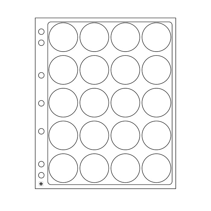Hojas para monedas Encap, para 20 cápsulas de monedas con un diámetro interiorde 39-41mm