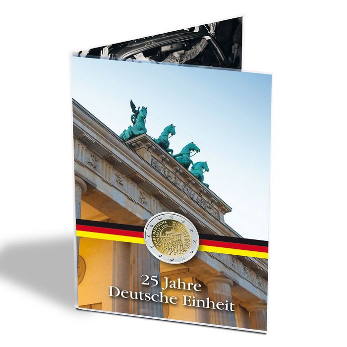 Tarjeta para 5x 2 euros alemanas '25º aniversario de la Unificación Alemana'