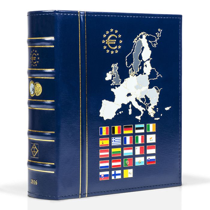 VISTA álbum anual para monedas de euro 2016, con cajetín protector, azul