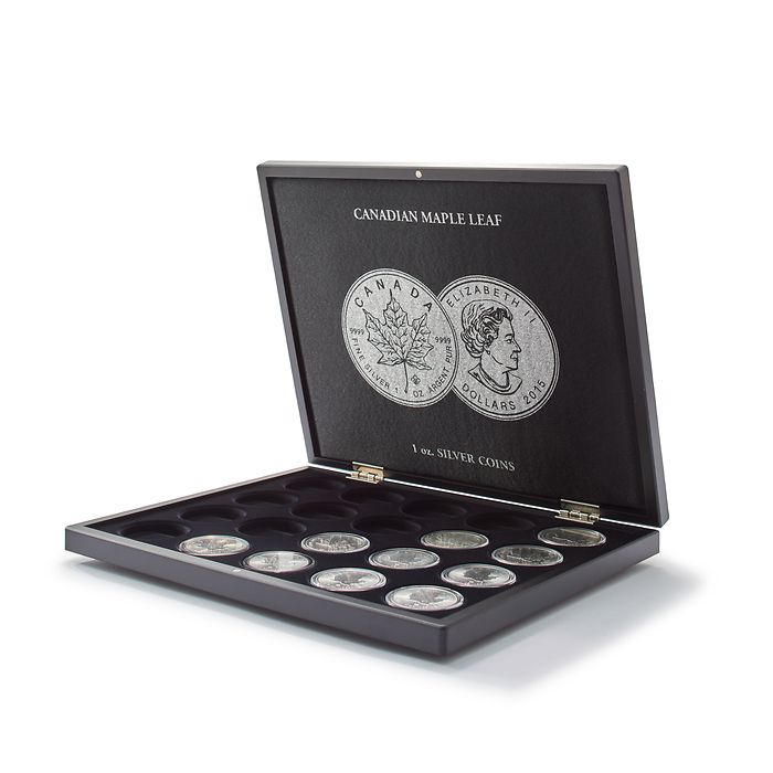 Estuches VOLTERRA para 20 monedas de plata «Maple Leaf» en cápsulas