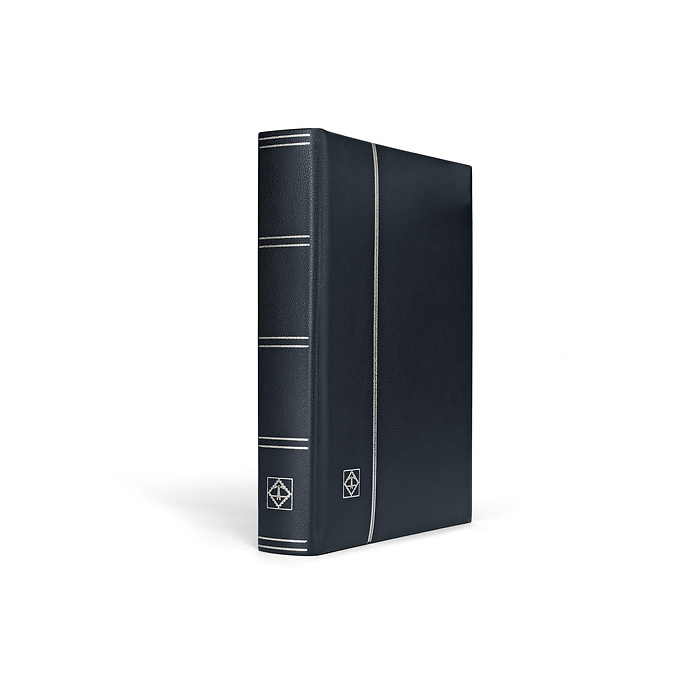 Clasificador Leder, A4, 64 páginas negras, tapa acolchada de cuero genuino, azul