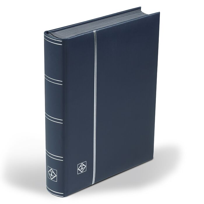 Clasificador LEDER, A4, 64 páginas negras, tapa acolchada de cuero genuino, azul
