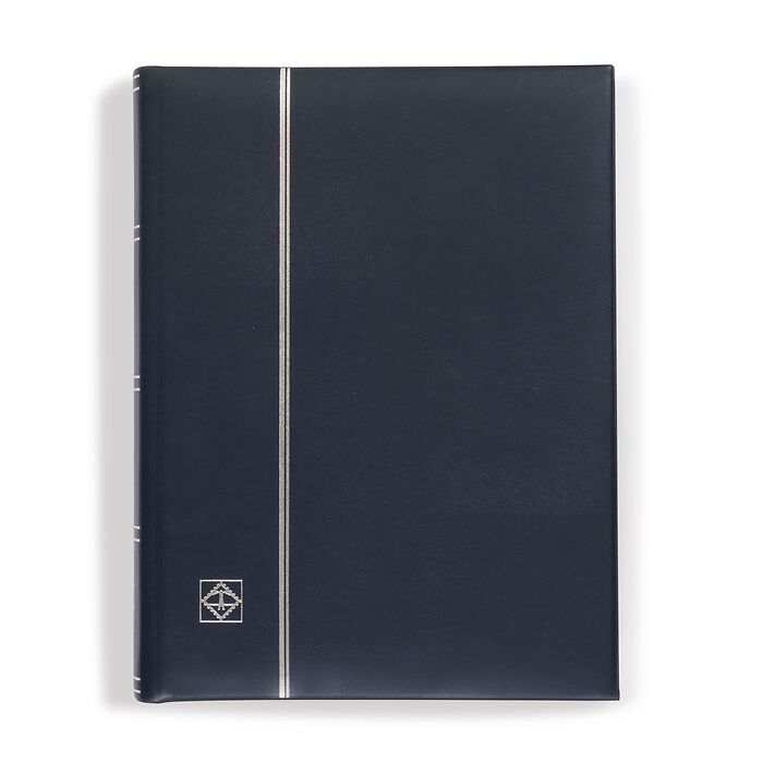 Clasificador LEDER, A4, 64 páginas negras, tapa acolchada de cuero genuino, azul