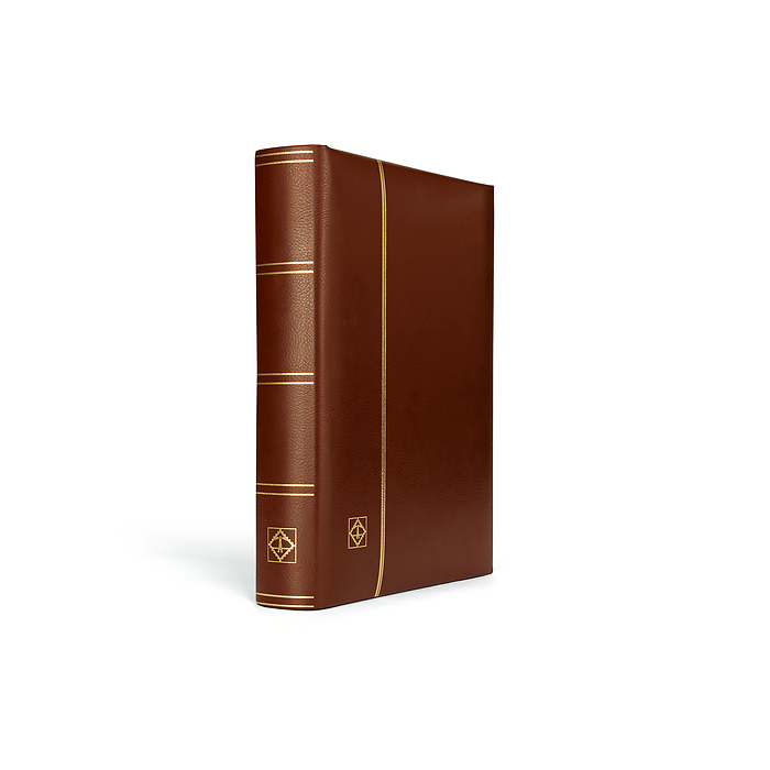 Clasificador Leder, A4, 64 páginas negras, tapa acolchada de cuero genuino, marrón