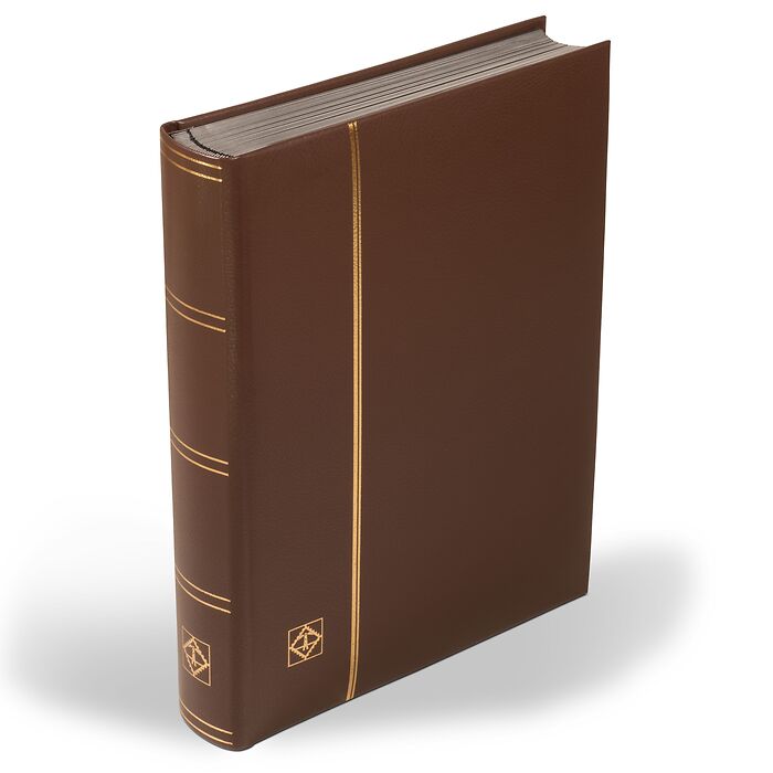 Clasificador LEDER, A4, 64 páginas negras, tapa acolchada de cuero genuino, marrón