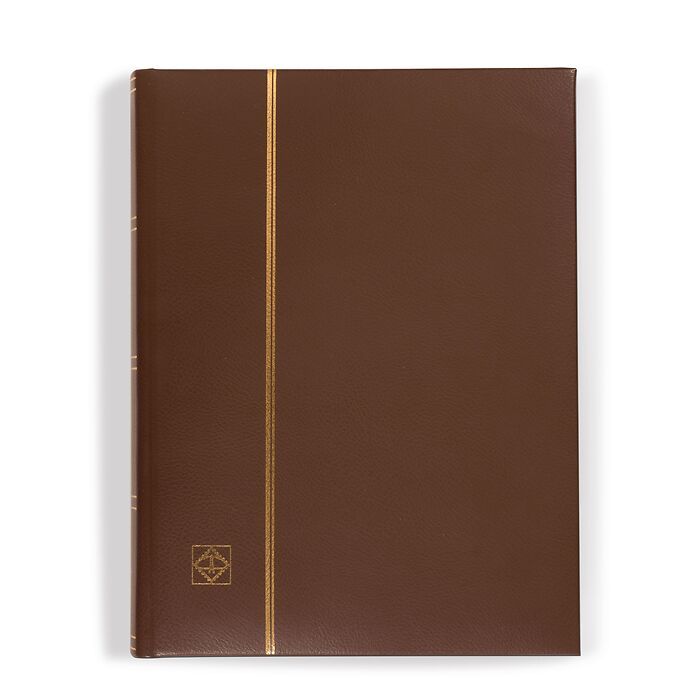 Clasificador LEDER, A4, 64 páginas negras, tapa acolchada de cuero genuino, marrón