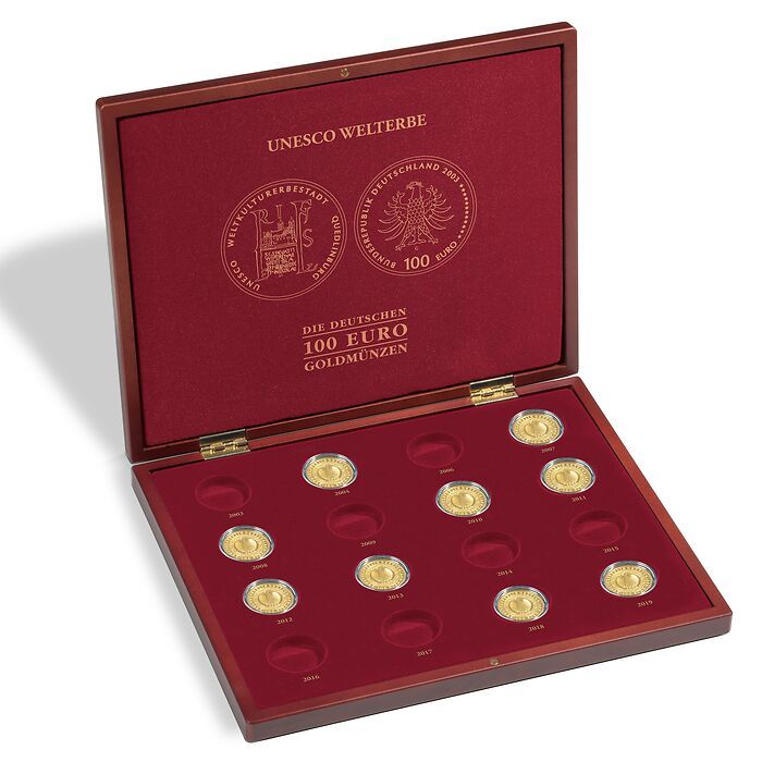Estuche VOLTERRA p. 16 monedas de oro alemanas 100 euros “UNESCO” en cápsulas originales