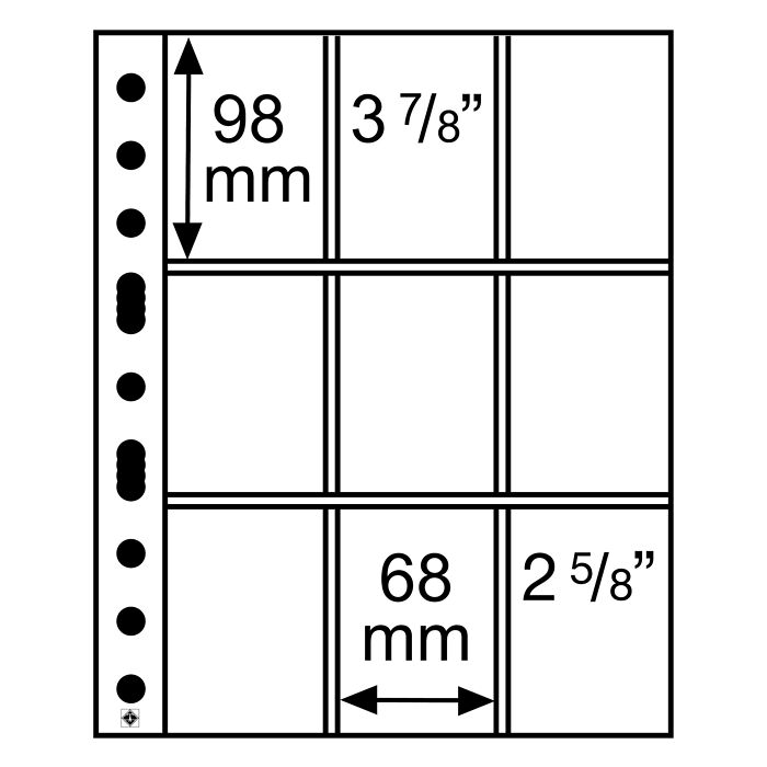 Hojas de plástico Grande Easy, 9 bolsas p.cartas coleccionables, PP, claro, paquete de 50x