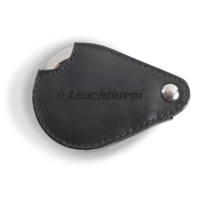 Lupa de bolsillo plegable LU25 con 3 aumentos y funda de cuero auténtico negro