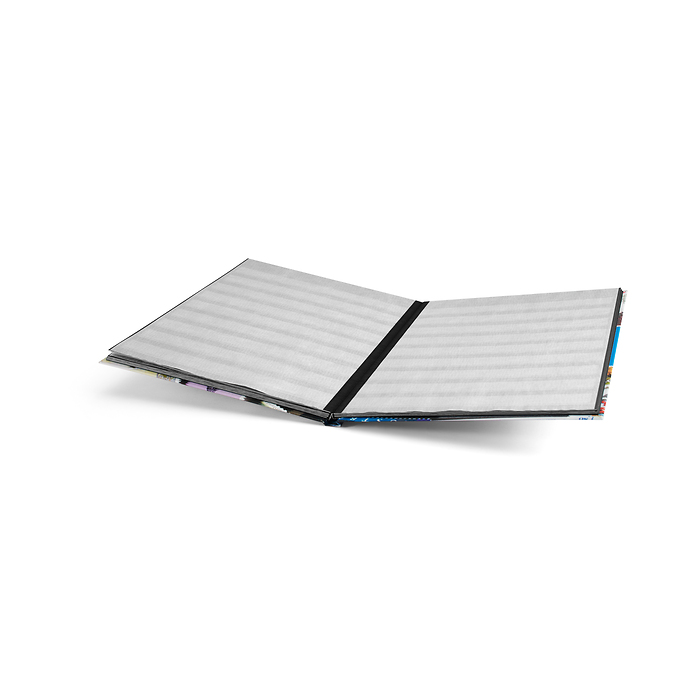 Clasificador Stamps A4, 16 páginas negras, tapa no acolchada y colorida (banderola azul)