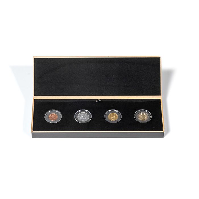 Estuche LUXOR por cuatro monedas en cápsules de monedas (diámetro interior 33 mm)