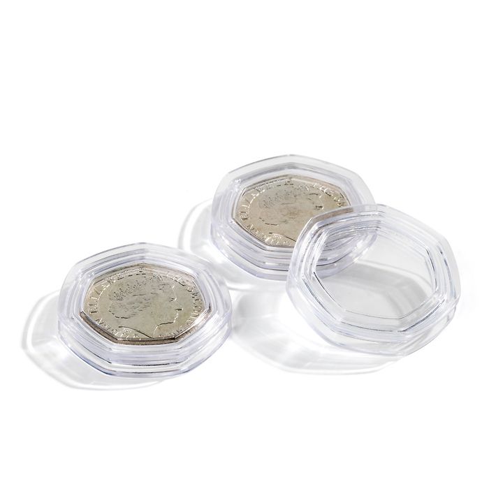 Cápsulas de monedas GRIPS 50 Pence 27,3 mm, paquete de 10