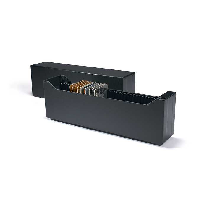 Caja archivadora Logik para 40 lingote de oro en blíster, formato vertical, negro
