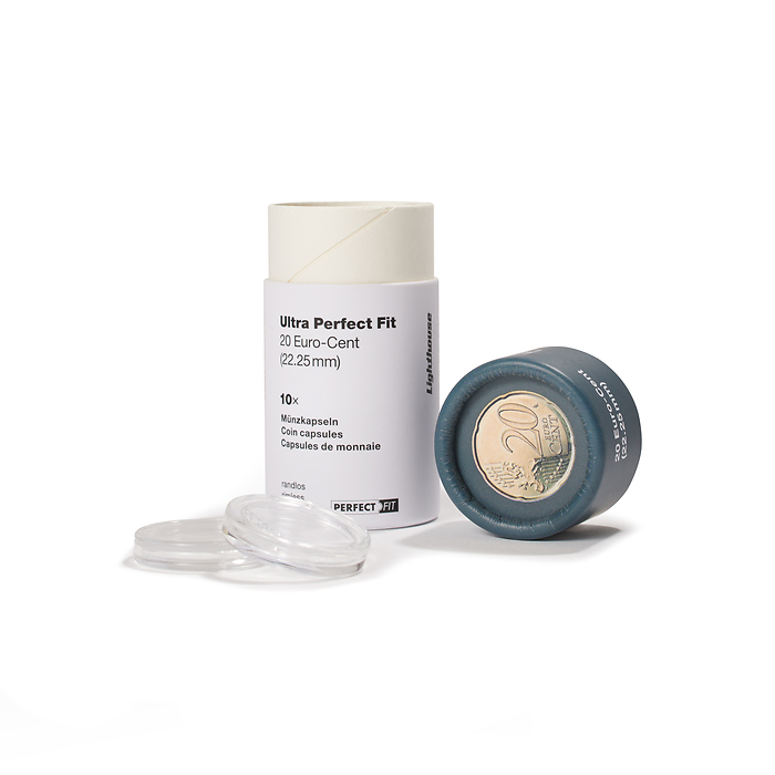 Cápsulas Ultra Perfect Fit para 20 Euro-Cent (22,25 mm), paquete de 10