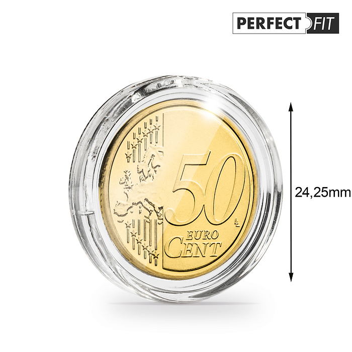 Cápsulas Ultra Perfect Fit para 50 Euro-Cent (24,25 mm), paquete de 10