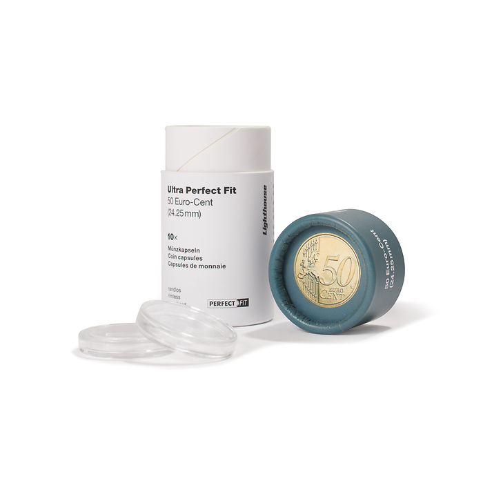 Cápsulas Ultra Perfect Fit para 50 Euro-Cent (24,25 mm), paquete de 10