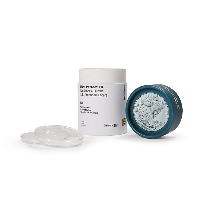Ultra Cápsulas Perfect Fit para 1 oz. argent 40,6 mm(z.B.American Eagle),paquetede10