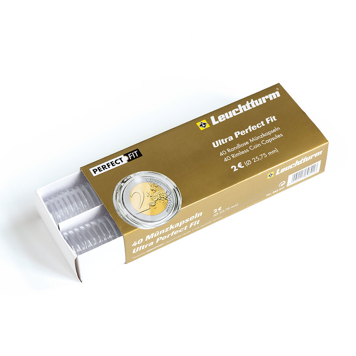 Ultra Cápsulas Perfect Fit para 2 Euro (25,75 mm), paquete de 40