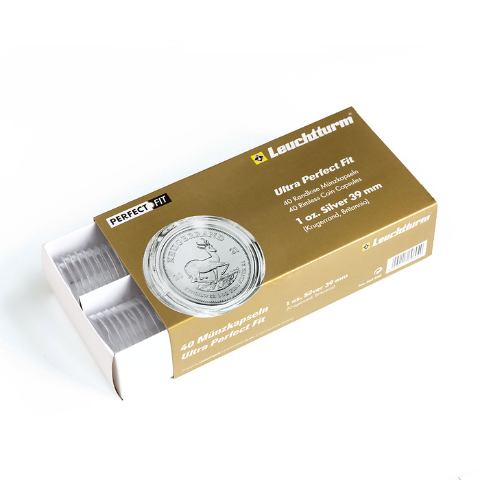 Ultra Cápsulas Perfect Fit para 1 oz. argent 39 mm(z.B.Krügerrand, Britannia), paqu.de 40