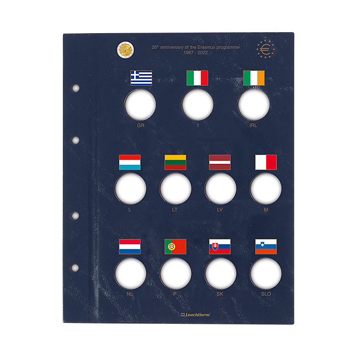 Hojas VISTA para 23 monedas co nmemorativas europ. de 2€' 'Erasmus'