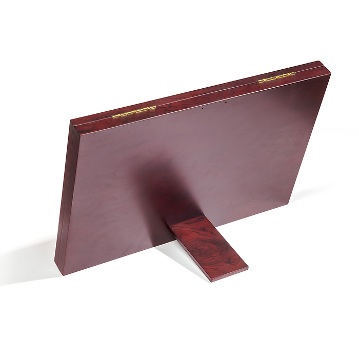 Vitrina de madera Militaria con tapa de cristal y función de soporte