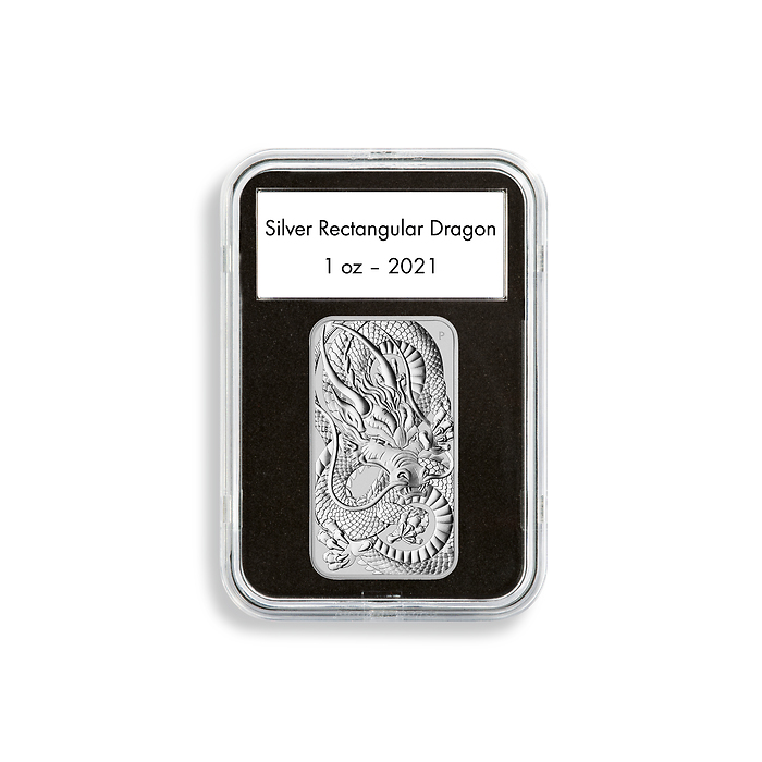 Cápsulas Quickslab 47,6 x 27,6 mm para 1 oz. Rectangular Dragon plata, paquete de 5