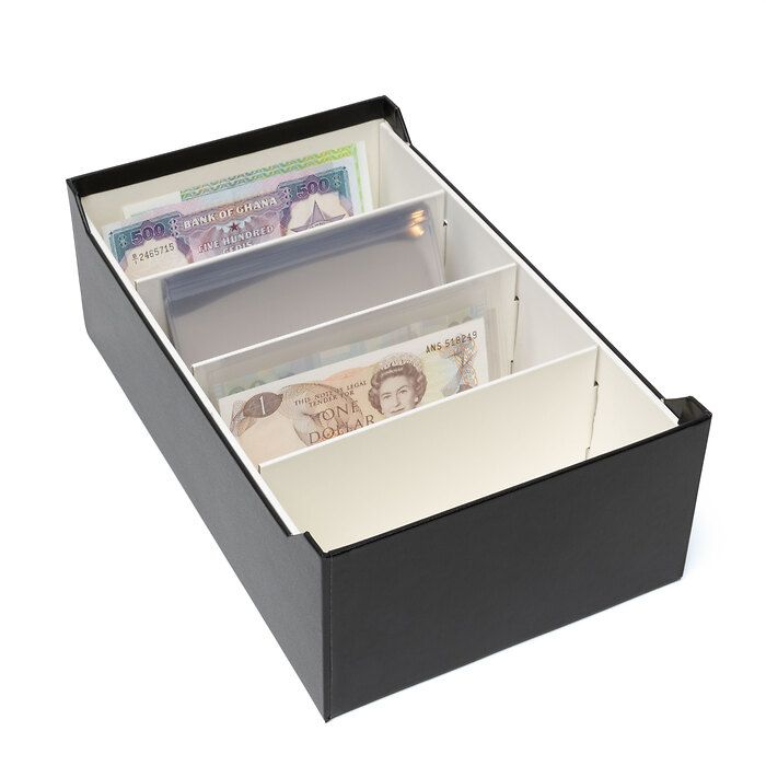 Caja de archivo LOGIK para 500 billetes, color negro