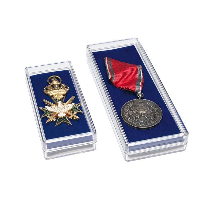 Cápsulas para medallas S, 98 x 44 x 22 mm, azul, paquete de 5
