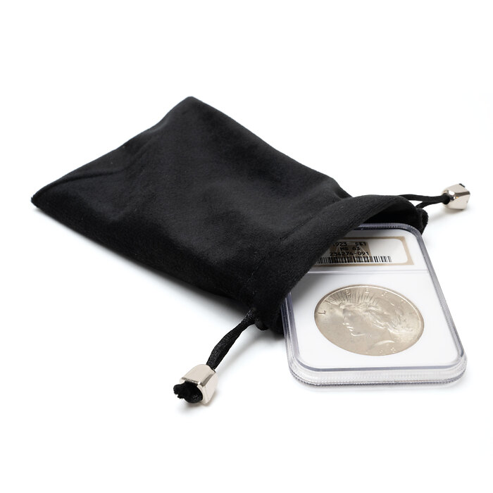 Bandolera de terciopelo para monedas L, negro
