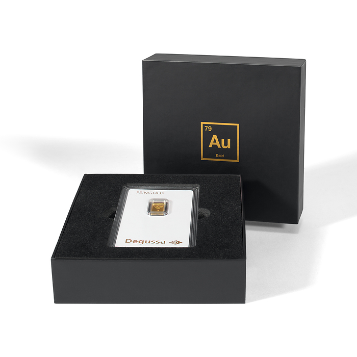 Estuche de regalo para un lingote de oro en blíster Aurum