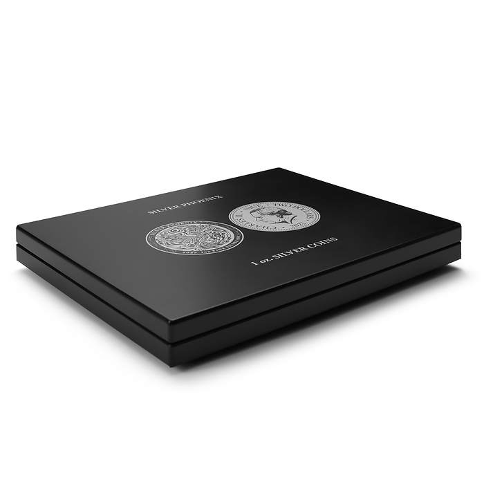 Volterra Uno - Estuche para 20 monedas de plata 'Silver Phoenix' en cápsulas monedero