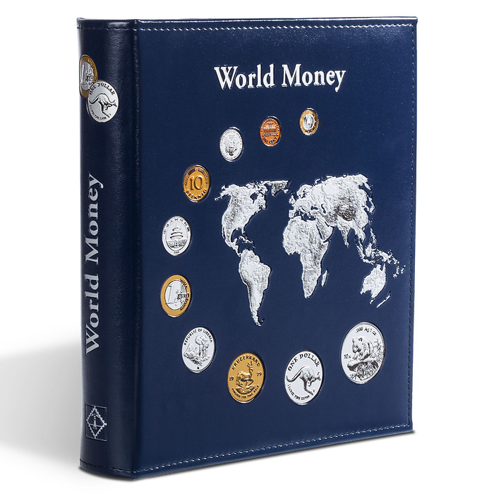 Álbum para monedas Optima, World Money con 5 diferentes hojas, color azul